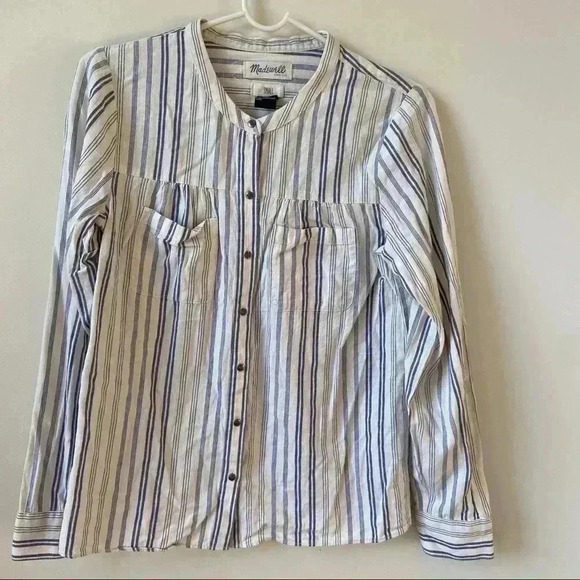 made for life Tops - Madewell Long Sleeve Button Front Striped Blouse